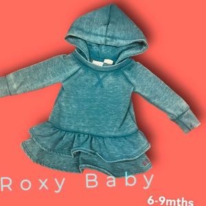 Roxy baby heather sage hoodie sweatshirt dress 6-9mths